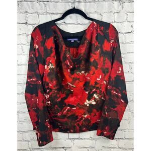 Vintage Vivienne Tam Red Abstract Cowl Neck Blouse